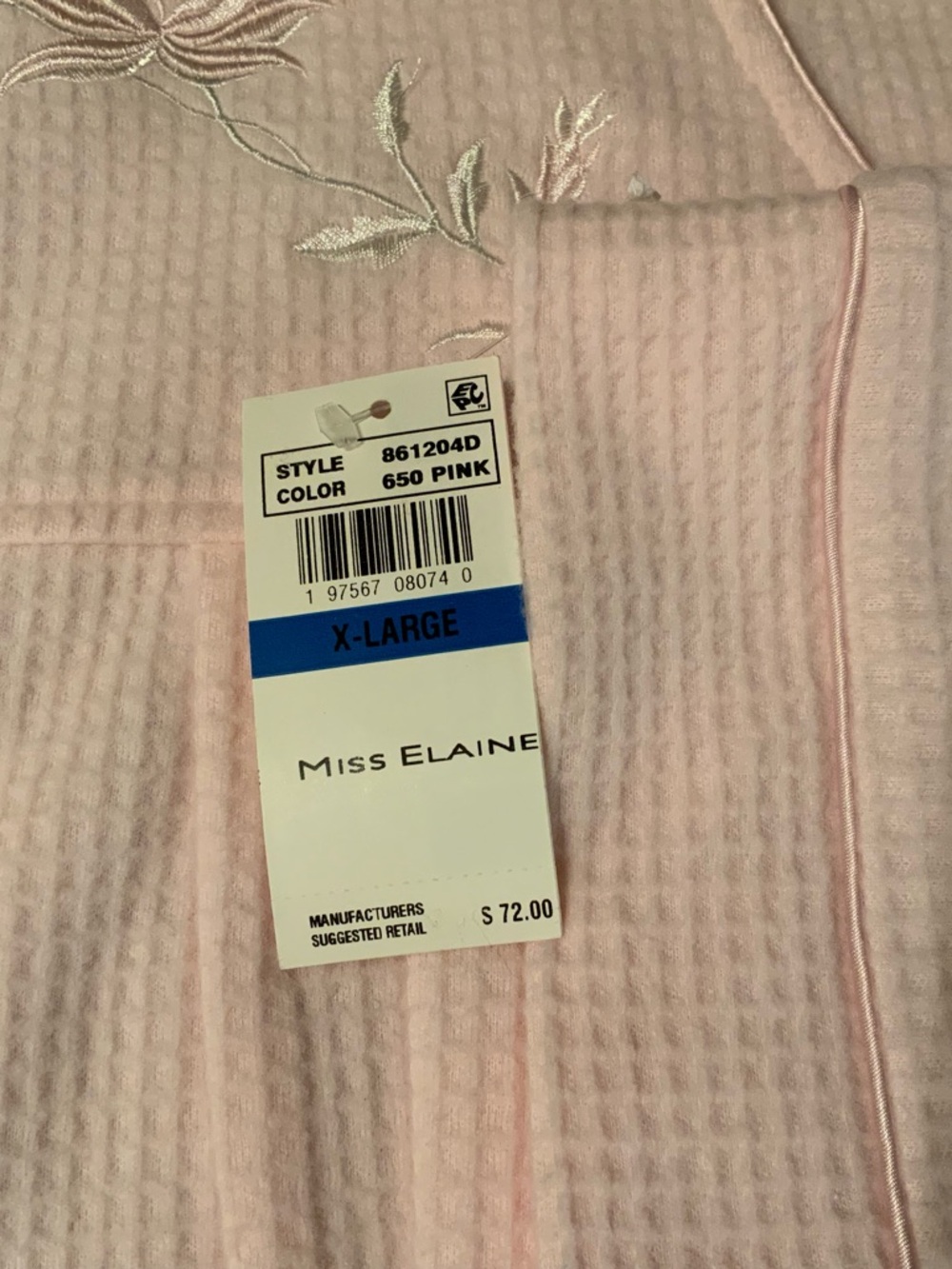 Miss Elaine Long Zip-Front Nightgown in Light Pink - Picture 3 of 4